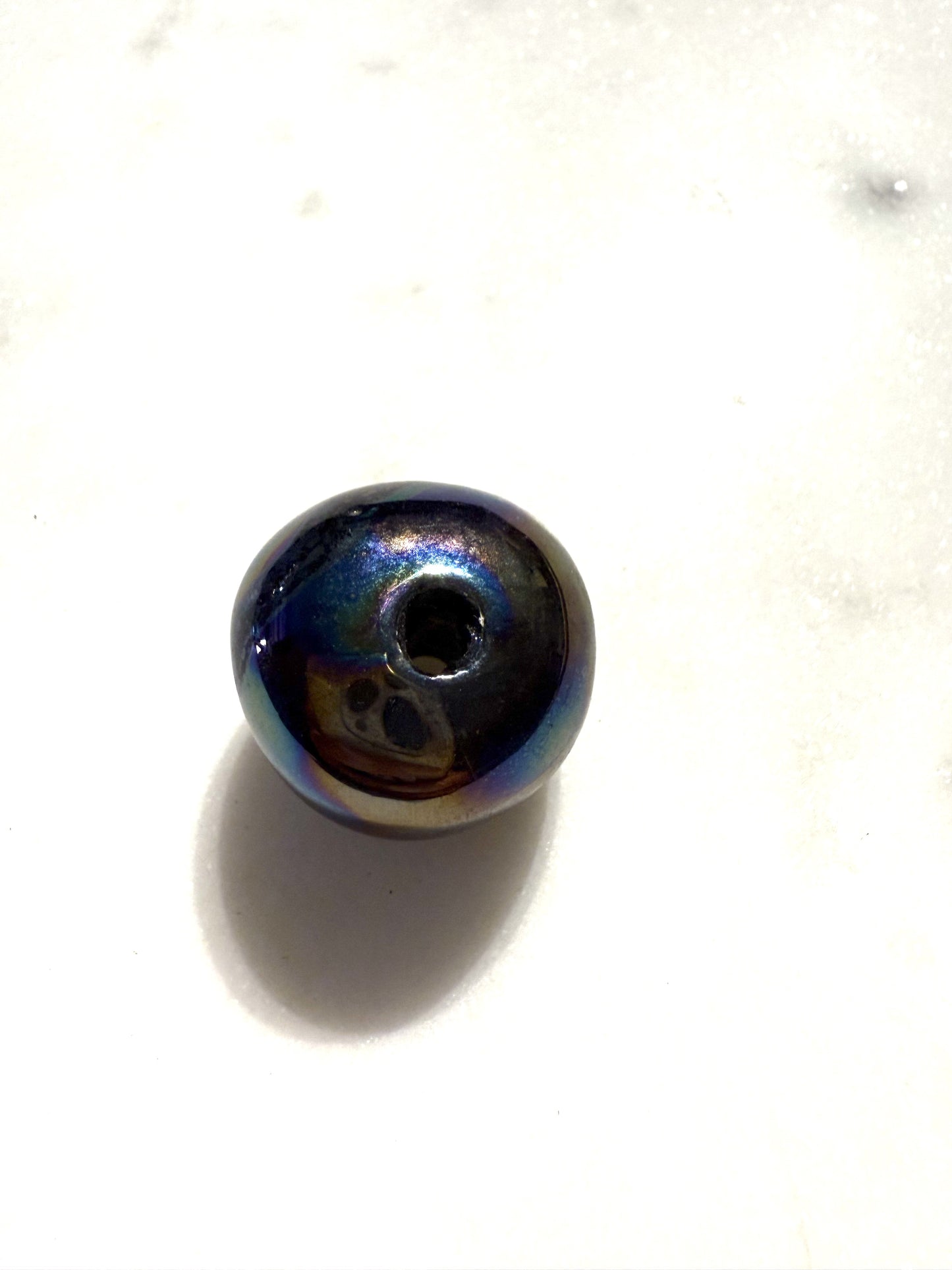 paars/blauwe keramiek kraal