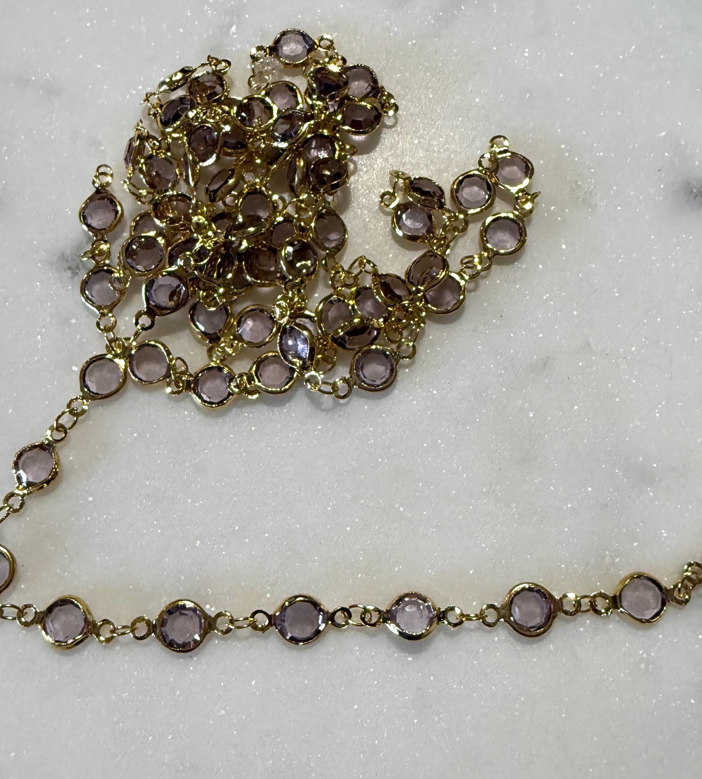 ketting met paars/grijze steentjes ( prijs per 10cm )