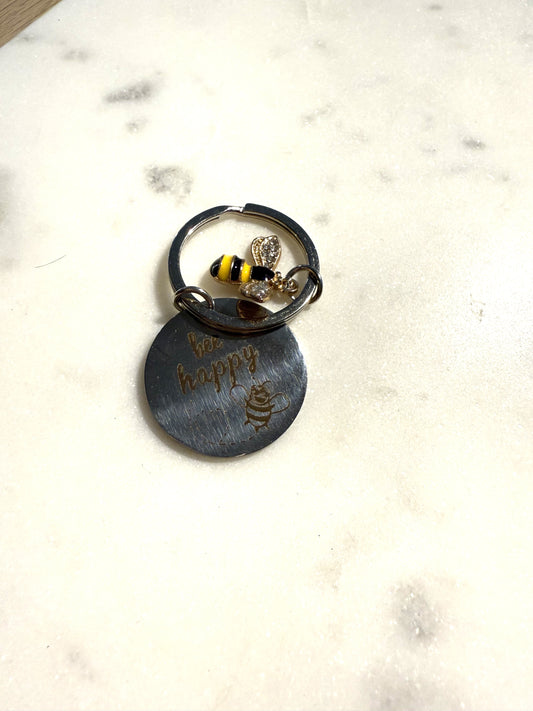 Bee happy sleutelhanger