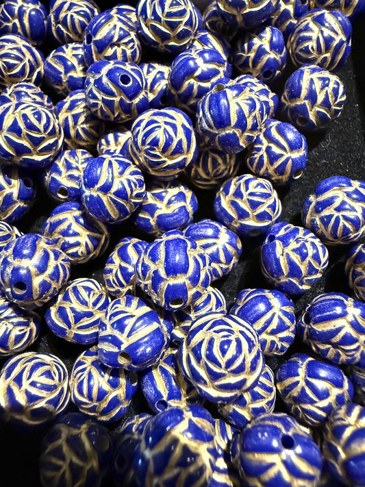 blauw/gouden kraal