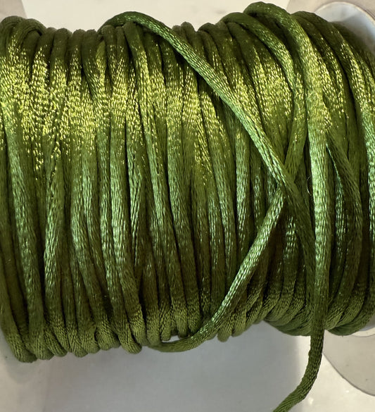 Satijnkoord groen ( prijs is per meter )