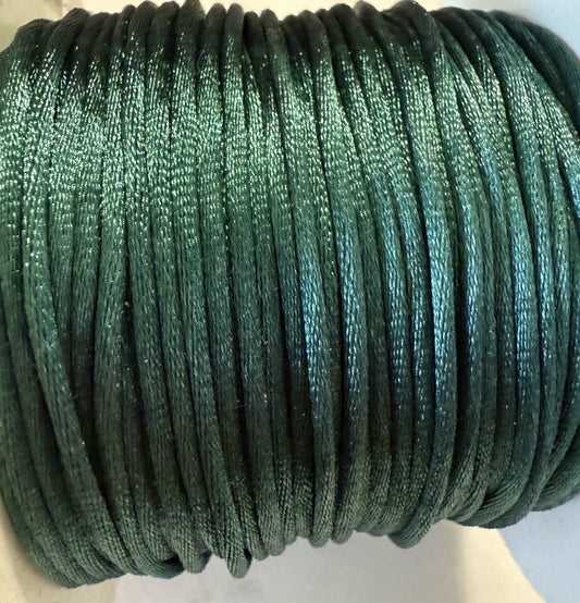 Satijnkoord groen/blauw ( prijs is per meter )