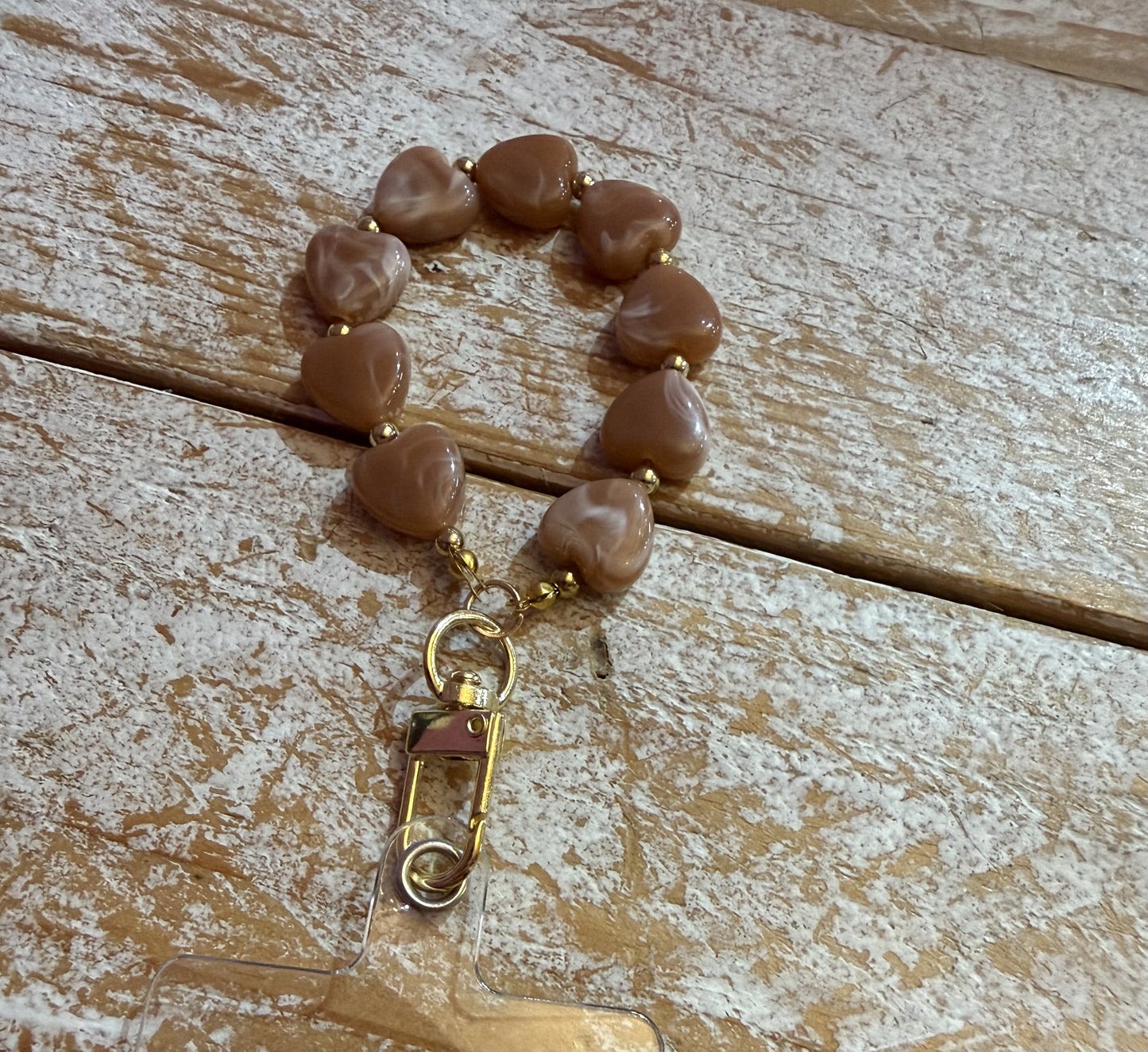 Beige hart telefoonkoord